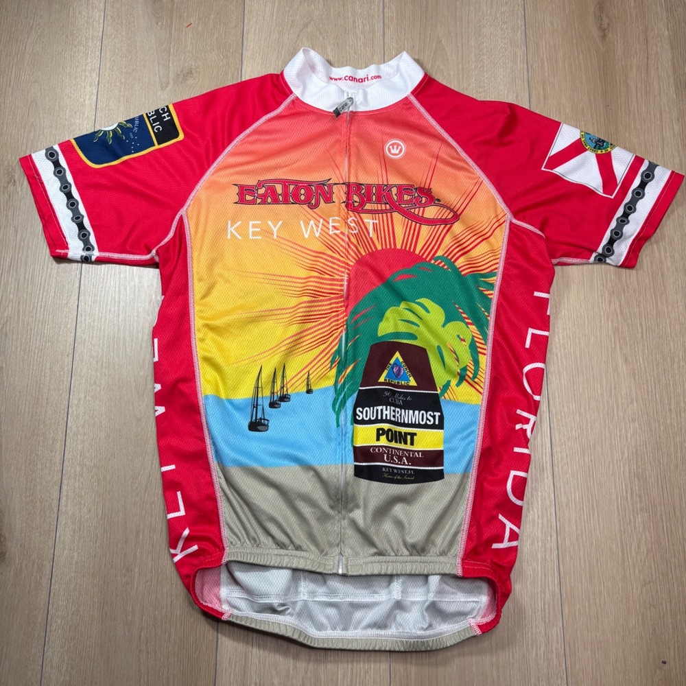 Canari Eaton Bikes Key West Cycling Jersey Red Orange Florida Conch Republic XL